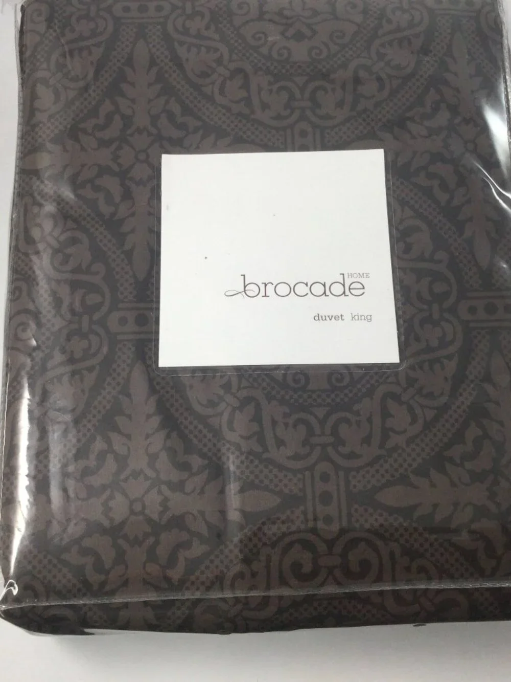 Brocade Home Damask Medallion Jacquard Byzantine Print King Duvet Cover Brown